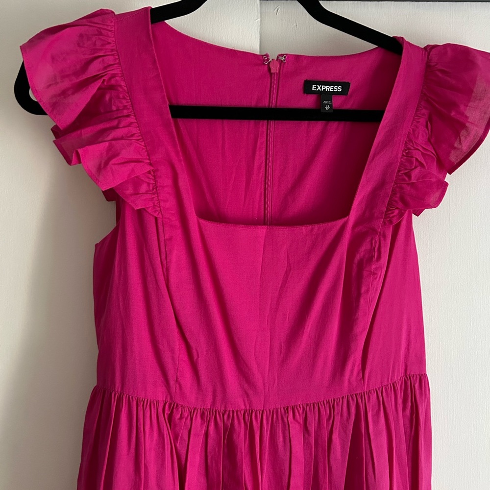 Express Fuchsia Ruffle Strap Maxi Dress - Picture 3 of 5